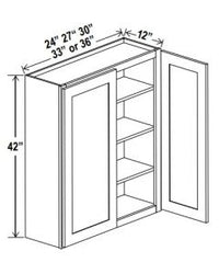 42"H Double Doors Wall Cabinets- Shaker White