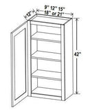 42"H Single Door Wall Cabinets- Shaker White - cntcabinet