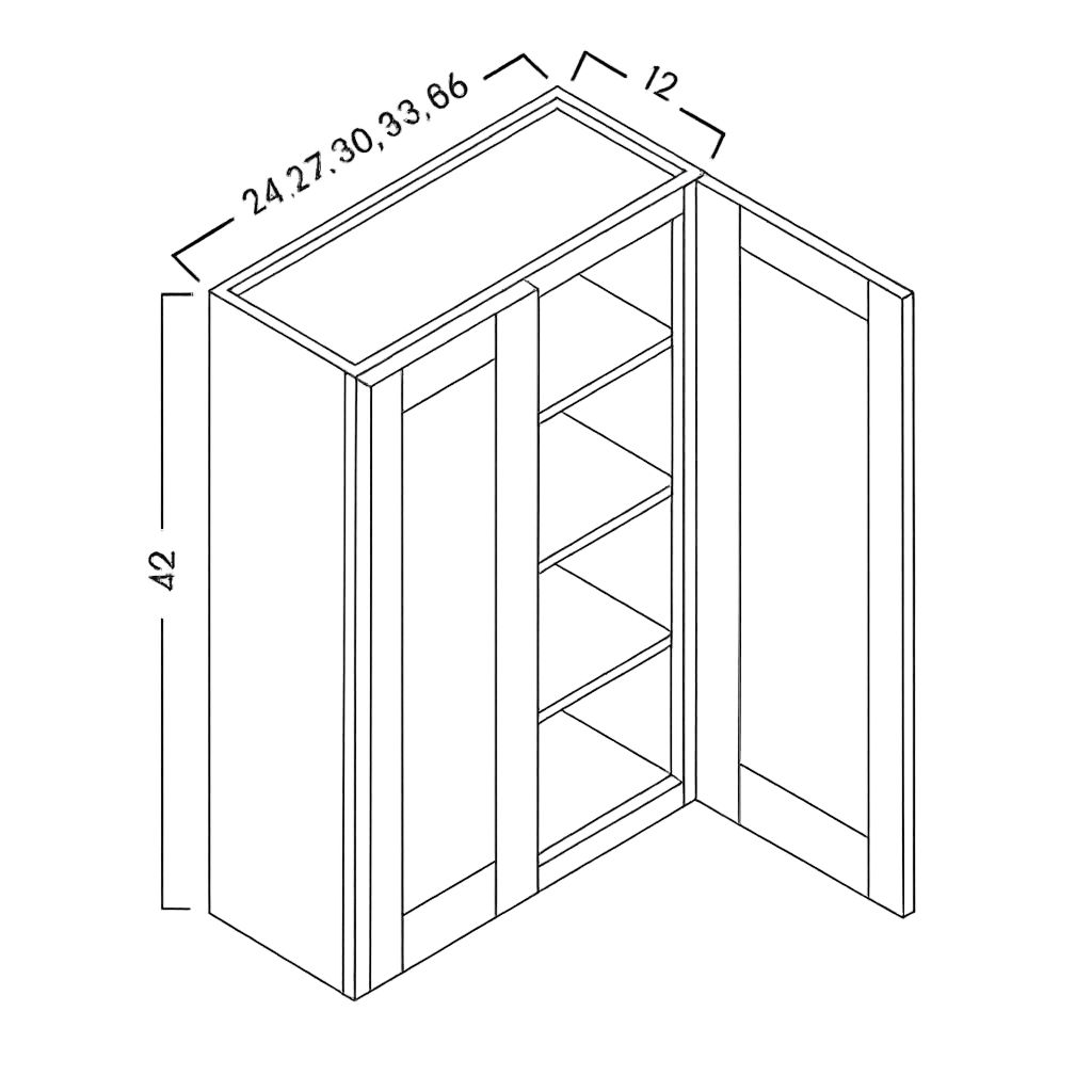 42" HIGH WALL CABINETS - DOUBLE DOOR- SHAKER CARAMELO