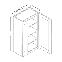 42" HIGH WALL CABINETS - SINGLE DOOR- SHAKER GRAY