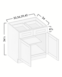 DOUBLE DOOR BASE CABINET  - SHAKER GRAY