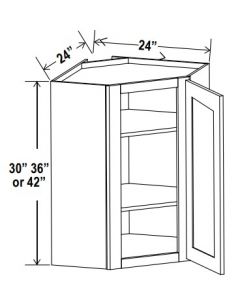 Diagonal Corner Wall Cabinets With Glass Door  - Shaker White