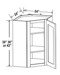 Diagonal Corner Wall Cabinets With Single Door - Shaker White