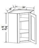 Diagonal Corner Wall Cabinet With Single Glass Door