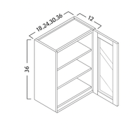 GLASS DOOR WALL CABINETS -  SHAKER GRAY