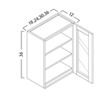 GLASS DOOR WALL CABINETS -  SHAKER CARAMELO