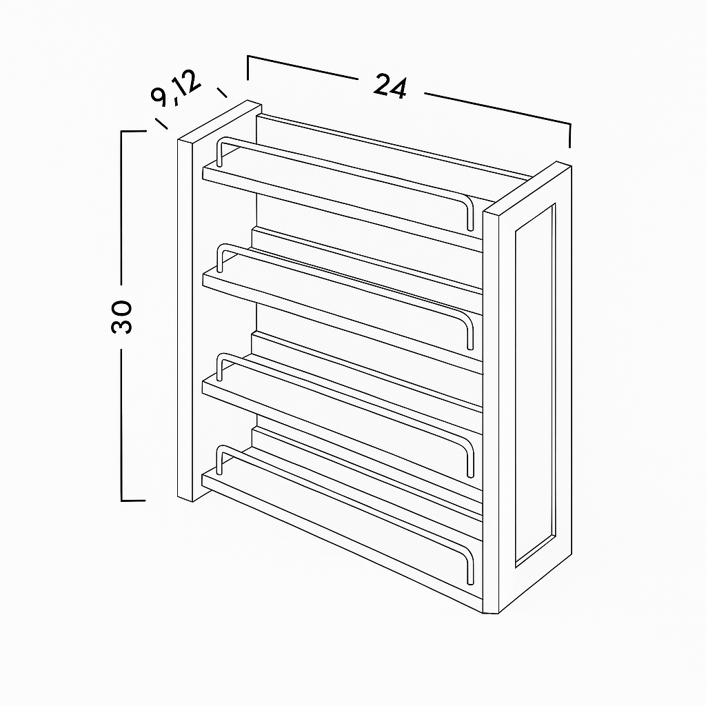 PULL OUT SPICE RACK (CABINET NOT INCLUDED) - SHAKER GRAY