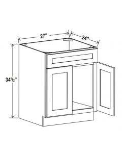 SINK BASE CABINET WITH ONE DUMMY DRAWER - SHAKER WHITE