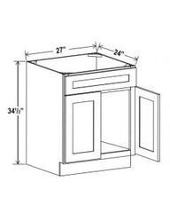 SINK BASE CABINET WITH ONE DUMMY DRAWER - SHAKER WHITE