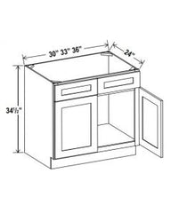 SINK BASE CABINETS WITH TWO DUMMY DRAWER - SHAKER WHITE