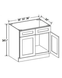Sink Base Cabinets With Two Dummy Drawer - Shaker White