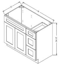 VANITY SINK COMBO 3-DRAWER BASE -  SHAKER CARAMELO