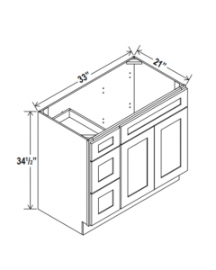 Vanity Combo Cabinets - Left Side Drawers  SHAKER WHITE