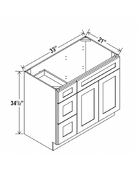 Vanity Combo Cabinets - Left Side Drawers  SHAKER WHITE