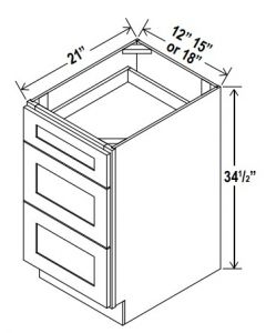 Vanity Drawer Base Cabinets -  SHAKER WHITE