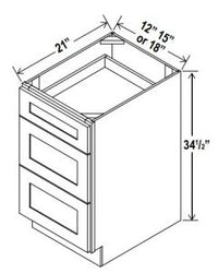 Vanity Drawer Base Cabinets -  SHAKER WHITE