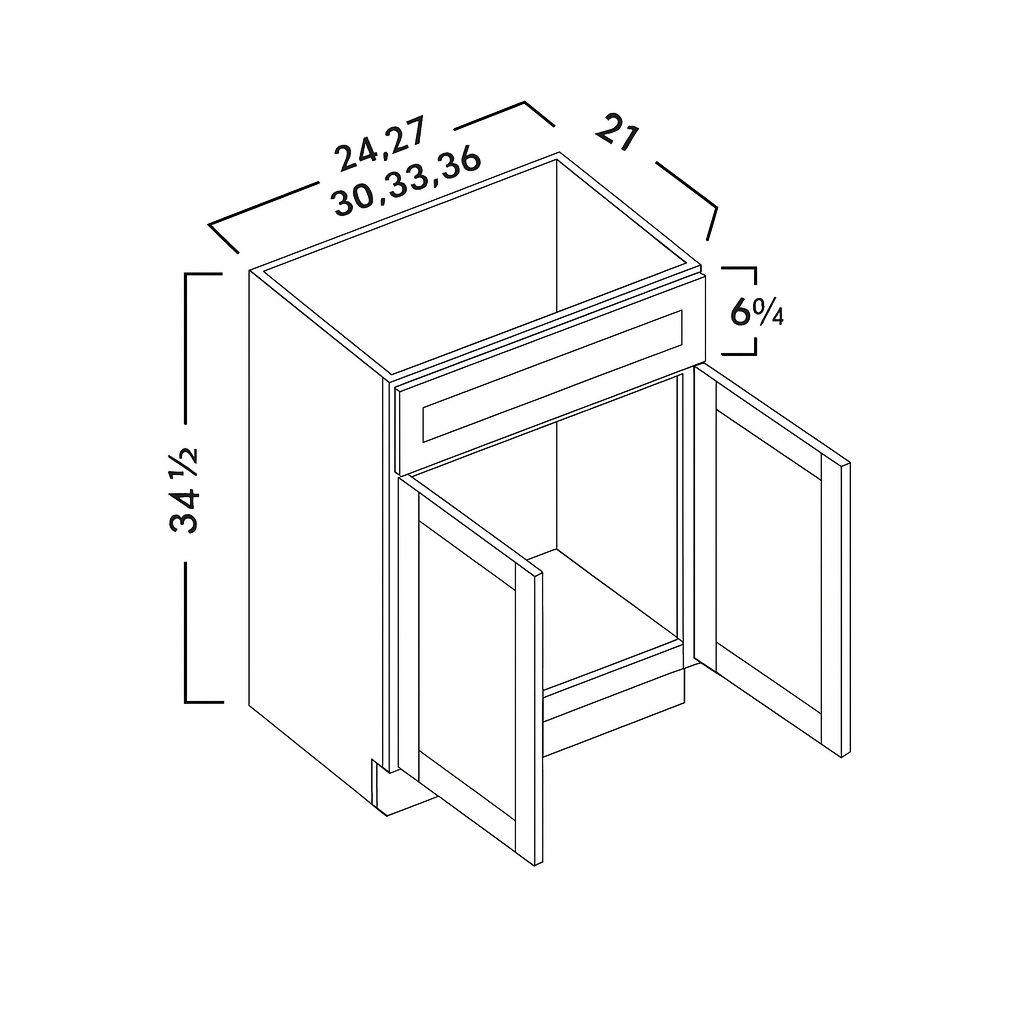 VANITY SINK BASE CABINETS -  SHAKER PEARL