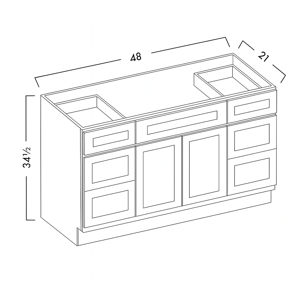 VANITY SINK & DRAWERS COMBO -  SHAKER CARAMELO