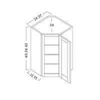 WALL DIAGONAL CORNER CABINETS - SHAKER GRAY