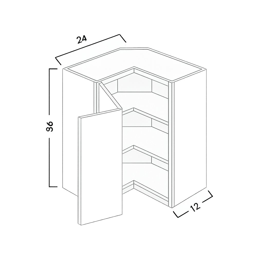 WALL PIE CUT CORNER CABINETS - SHAKER CARAMELO